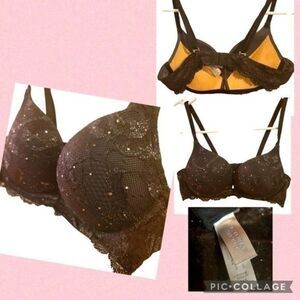 VICTORIA'S Secret Sexy Black Padded Underwire Push-up Lace Bra 34a